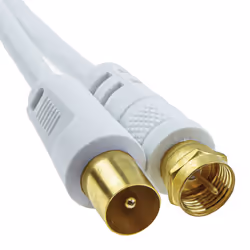 kenable Coaxial F Type Connector Male to RF TV Aerial Male Plug Cable White 1m Gold