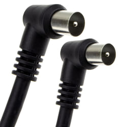 kenable RF Fly Lead Right Angle Male Plug to Plug Coaxial TV Freeview Cable 1m Black