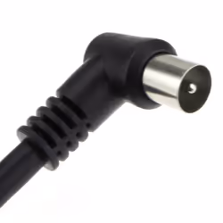 kenable RF Fly Lead Right Angle Male Plug to Plug Coaxial TV Freeview Cable 1m Black