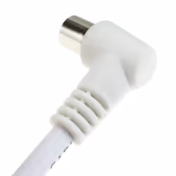 kenable RF Fly Lead Right Angle Male Plug to Plug Coaxial TV Freeview Cable 1m White