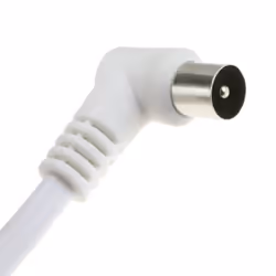 kenable RF Fly Lead Right Angle Male Plug to Plug Coaxial TV Freeview Cable 2m White
