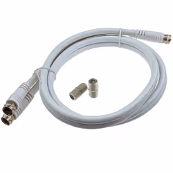 kenable TWIN Satellite Moulded F Type Plug to Socket RG6 Extension Cable 1m White
