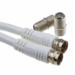 kenable TWIN Satellite Moulded F Type Plug to Socket RG6 Extension Cable  5m White