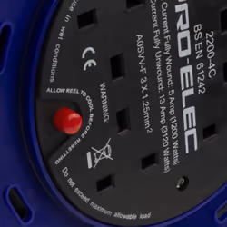 kenable 4 Way Gang Mains Extension 13 Amp Power Outlet Reel Cable 25m