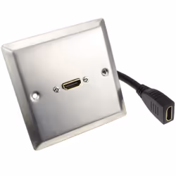 HDMI 2.0 4K Single Wall Plate Faceplate Socket with Pigtail Brushed Steel