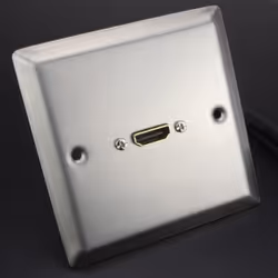 HDMI 2.0 4K Single Wall Plate Faceplate Socket with Pigtail   Brushed Steel