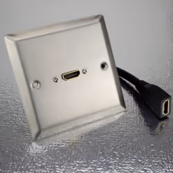 HDMI 2.0 4K Single Wall Plate Faceplate Socket with Pigtail   Brushed Steel