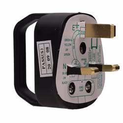 kenable Easy Pull Rewireable 3 Pin UK Mains Plug Fitted with 5A Amp Fuse Black