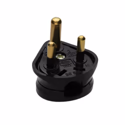kenable 2 Amp 3 Pin MINI Round Pin Industrial Unfused Small Mains Plug Black