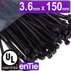 enTie Natural White Cable Ties 2.5mm x 100mm Nylon 66 UL Approved [50 Pack]