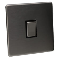 kenable 1 Gang 2 Way 10A Light Switch Screwless Plate with Brushed Chrome Finish