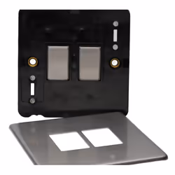 kenable 2 Gang 2 Way 10A Light Switch Screwless Plate with Brushed Chrome Finish