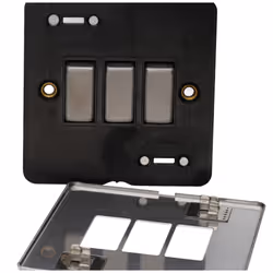 kenable 3 Gang 2 Way 10A Light Switch Screwless Plate with Brushed Chrome Finish