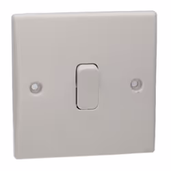 kenable 1 Gang 1 Way 10A Single Light Switch Rounded Faceplate White