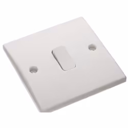 kenable 1 Gang 1 Way 10A Single Light Switch Rounded Faceplate White