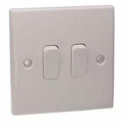 kenable 2 Gang 2 Way 10A Double Light Switch Rounded Faceplate White