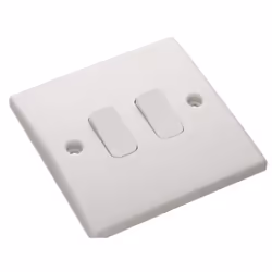 kenable 2 Gang 2 Way 10A Double Light Switch Rounded Faceplate White