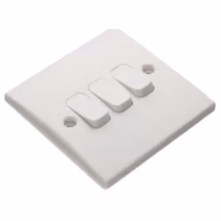 kenable 3 Gang 2 Way 10A Triple Light Switch Rounded Faceplate White