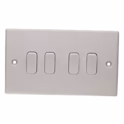kenable 4 Gang 2 Way 10A Quad Light Switch Rounded Faceplate White