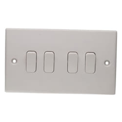 kenable 4 Gang 2 Way 10A Quad Light Switch Rounded Faceplate White