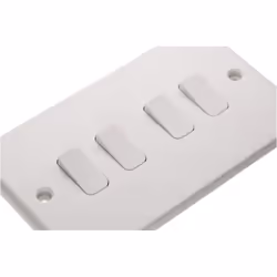kenable 4 Gang 2 Way 10A Quad Light Switch Rounded Faceplate White