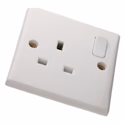 kenable 1 Gang 13A Switched UK Mains Power Rounded Faceplate White