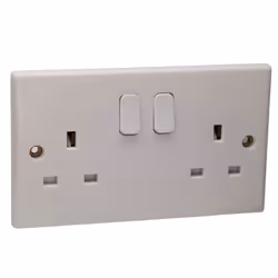 kenable 2 Gang 13A Switched UK Mains Power Rounded Faceplate White