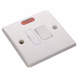 kenable Switched Fused Spur Double Pole 13A Rounded Faceplate White