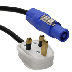 kenable Neutrik Powercon NAC3FCA 20A with 13A 3 pin UK Mains Plug 1.5m