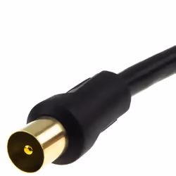 kenable RF Coaxial RG6 TV Aerial Lead Coax Male Plug to Plug Black Cable GOLD  1.8m