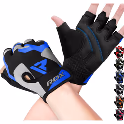 Gym Weight Lifting Gloves Workout Fitness Bodybuilding Breathable Powerlifting Wrist Support Training Exercise, Blue, L