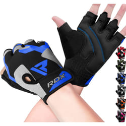 Gym Weight Lifting Gloves Workout Fitness Bodybuilding Breathable Powerlifting Wrist Support Training Exercise, Blue, L