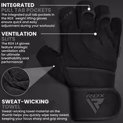 Weight Lifting Gloves with Wrist Support, 50 CM Long Wrist Straps, Anti Slip Padded Palm Protection, Breathable Gym Grip for Fitness Training Workout