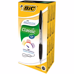 BIC Atlantis Clic Ball Pen 1.0mm Box of 12 - Black