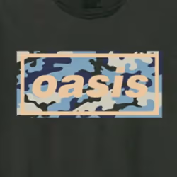 Oasis Camo Band Logo Amplified T Shirt - L, Charcoal