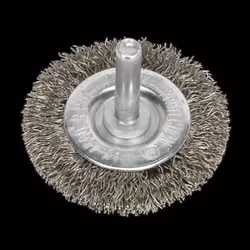 Crimped Flat Wire Brush Stainless Steel &#216;50mm &#216;6mm Shaft
