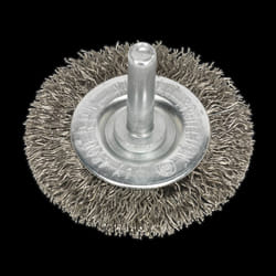 Crimped Flat Wire Brush Stainless Steel &#216;50mm &#216;6mm Shaft