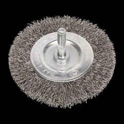 Crimped Flat Wire Brush Stainless Steel 75mm with 6mm Shaft