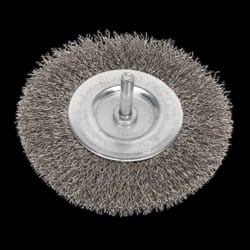Crimped Flat Wire Brush Stainless Steel &#216;100mm &#216;6mm Shaft