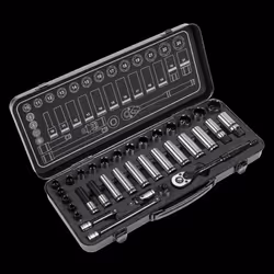 Socket Set 34pc 3/8"Sq Drive WallDrive® Metric Black Series