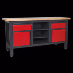 Workstation with 2 Drawers, 2 Cupboards & Open Storage
