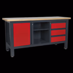 Workstation with 3 Drawers, 1 Cupboard & Open Storage