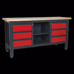 Workstation with 6 Drawers & Open Storage
