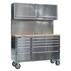 Sealey Ap5520Ss Mobile Stainless Steel Tool Cabinet 10 Drawer 2 Wall Cupboards