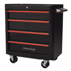 Sealey Ap28204Br Rollcab 4 Drawer Retro Style- Black/Red Anodised Drawer Pulls