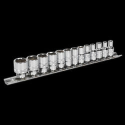 Socket Set 13pc 1/4&quot;Sq Drive Lock-On? 6pt Metric