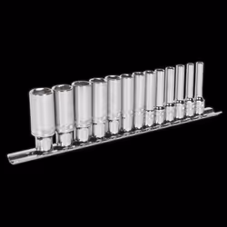 Socket Set 13pc 1/4"Sq Drive Deep Lock-On? 6pt Metric