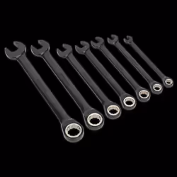 Combination Ratchet Spanner Set 7pc Black Series Metric