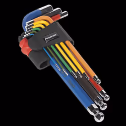 Ball-End Hex Key Set 9pc Colour-Coded Long Metric