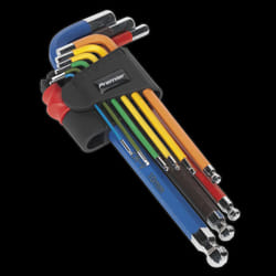 Ball-End Hex Key Set 9pc Colour-Coded Long Metric